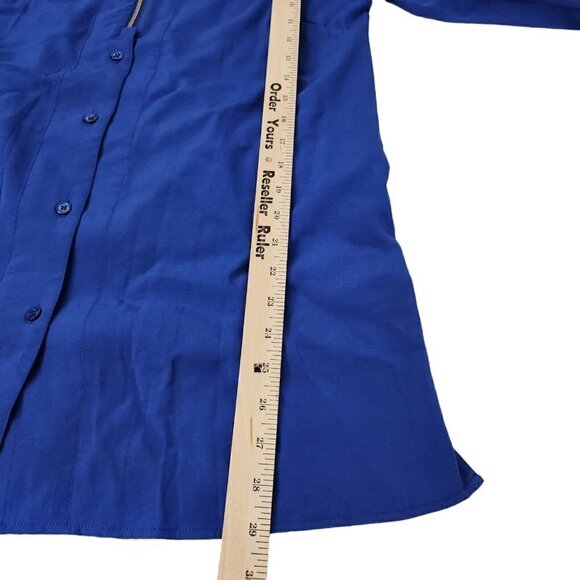 Soft Surroundings Loretta Blouse Small‎ Blue Long Sleeve Tunic Top Zip Front - Picture 10 of 11